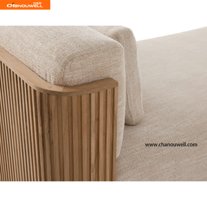 Élégant Canapé d'Extérieur en <span class=keywords><strong>Teck</strong></span> 4 Places avec Motif Rayé, <span class=keywords><strong>Teck</strong></span> de Qualité Supérieure Résistant aux Intempéries pour Salon de Jardin - Product Image 5