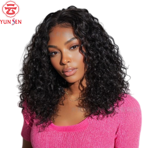 Closure en dentelle 4x4 U-Part en cheveux Remy chinois 100% vierges, brun clair, dentelle HD, ondulations profondes <span class=keywords><strong>avec</strong></span> boucles crépues pour femmes - Product Image 1