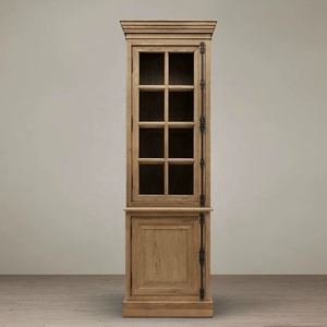 Bibliothèque RHGrand en chêne antique avec verrous à crémonon, vitrine à 8 portes en verre pour bibliothèque, meuble de bureau de luxe en bois vintage pour la maison - Product Image 4