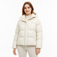 Veste courte matelassée blanche à capuche pour femme, logo brodé, manteau en duvet matelassé, vente en gros