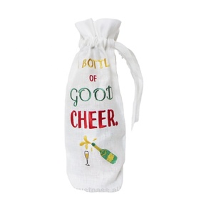 Bolso de lino para vino, bolsa de mano bordada personalizada, 100% - Product Image 1