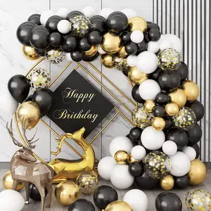 Kit de guirlande de ballons en or noir arc de ballons métalliques pour la décoration de fête de mariage d'anniversaire de bébé