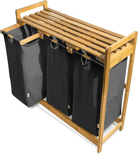 <span class=keywords><strong>Panier</strong></span> à <span class=keywords><strong>linge</strong></span> en bambou 3 <span class=keywords><strong>compartiments</strong></span> personnalisé <span class=keywords><strong>panier</strong></span> à <span class=keywords><strong>linge</strong></span> avec roues - Product Image 1