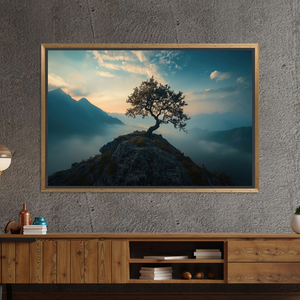 Modern Abstract Tree Glass Print Canvas Decor, Elegant Housewarming Gift,GOLD <b>FRAMED</b> CANVAS - Product Image 3