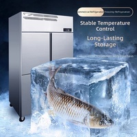 Congélateur vertical commercial isotherme en acier inoxydable à double température, quatre portes, grande capacité, armoire réfrigérée et congélateuse