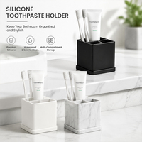 Support moderne en silicone de qualité supérieure pour dentifrice, étanche, facile à nettoyer, boîte de rangement pour pinceaux cosmétiques et petits essentiels – Vente en gros