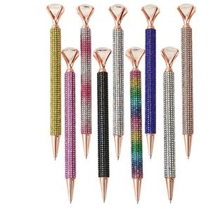 Full Rhinestone Covered Twist Metal Ballpoint <b>Pen</b> With Big Top Diamond Crystal Inlaid Rotating Signature <b>Pen</b> Custom Laser Logo - Product Image 1