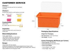 Custom Silicone Ice Tray Mold Microwavable 1 Cup Freezer Safe Food Grade Eco-Friendly Baby Ice Cream Storage Flip Top Printing - Product Image 3