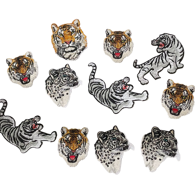 Weshine Trendy Chenille Handmade Iron-On Customized Tiger Animal Embroidery Patch Beaded Sequins PVC Fabric Pantone Color Hats