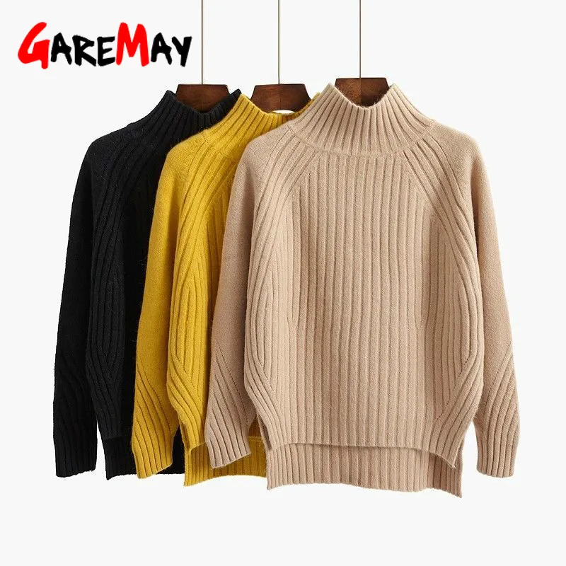 Lose Pullover im koreanischen Stil Frauen Pullover Lässig Halber Roll kragen pullover Langarm Strick pullover Weibliche Pullover Solid Basic Sweater