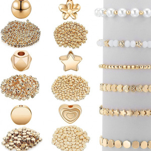 Ensemble de perles en or en forme d'étoile, de fleur et de cœur, fournitures de fabrication de bijoux, pour bracelets, colliers, accessoires artisanaux - Product Image 1