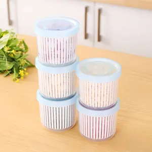 Kitchen Organizer Refrigerator Food Fresh Detachable Basket Round Drain Sealed Ginger Onion Garlic Drain Box