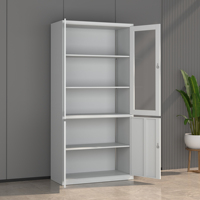 Archivador Metálico Moderno con Puerta de Vidrio Alta y Estantes Metálicos Ajustables con Cerradura para Documentos de Oficina
