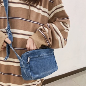Tas bahu selempang polos uniseks, tas kurir kain Denim dengan tali yang dapat disesuaikan untuk pria dan wanita - Product Image 3