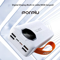 PORPIU Promotion Exceptionnelle : Batterie Externe Ultra-Mince 20W Grande Capacité 30000mAh avec Affichage Numérique, Quatre Ports USB Type-C et Double Câble