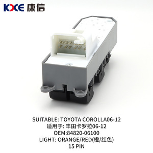 Interruptor del elevalunas Koce de 15 pines con luz naranja roja para Toyota Corolla 06-12 OEM 84820-06100 - Product Image 4