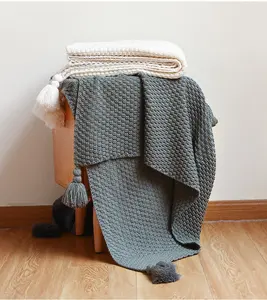 Decoración hogar lujo cómodo suéter tejido suave sofá acrílico Manta