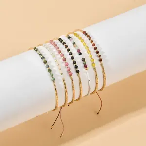 Verstellbare Frauen Schmuck Geschenk niedlichen dünnen Knoten geflochtenen Design Frauen Armband Miyuki Perlen Naturstein Armbänder