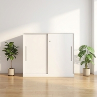 Lemari Bufet Modern Minimalis Berdiri Sendiri dengan Pintu Geser 2 Rak yang Dapat Disesuaikan Lemari Penyimpanan Rendah untuk Kamar Mandi Ruang Tamu