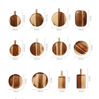 Assiette de service ronde en bois d'acacia, plat de dîner en bois massif, vaisselle polie pour la maison, les fêtes et la cuisine