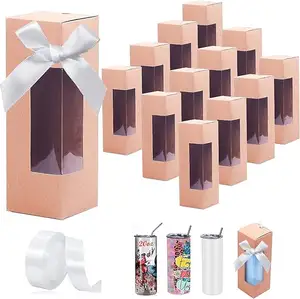 Vaso personalizado Cajas de exposición Cajas de regalo con cinta para sublimación Vaso Transparente Paquete de envoltura transparente