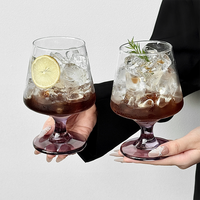 Verre à pied coloré, bol transparent, verre à vin à pied court, verre à cocktail pour bar, restaurant, mariage, fête, vaisselle de table