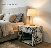 Table d'appoint de luxe en marbre naturel, table de chevet cube moderne et minimaliste, table d'appoint en pierre pour salon, chambre, canapé, extérieur
