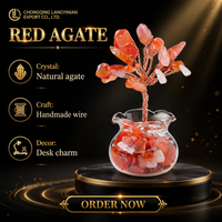 Ornement d'arbre Feng Shui en agate rouge naturelle polie, artisanat en cristal, fait main, pour la maison, le bureau ou comme cadeau