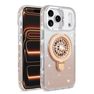 Nouvelle coque de téléphone transparente incrustée de diamants avec support gyroscopique rotatif à 360° pour iPhone 17 Pro Max 16 15 14 13 - Product Image 1