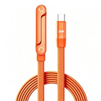 Câble de charge rapide 240W avec support de téléphone pliable, cordon de données coudé à angle droit pour téléphone, tablette, ordinateur portable et accessoires de jeu