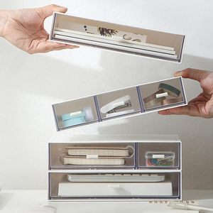 Almacenamiento de maquillaje desmontable, suministros de papelería de oficina, organizador de escritorio para oficina, escuela, cajón de escritorio de plástico, caja de almacenamiento - Product Image 1