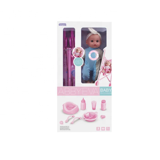 14 Inch Drink Water 4 IC Sounds Toys Boy Baby Doll with Trolley