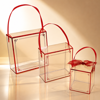 Boîte cadeau de luxe en PET transparent avec poignée en ruban |   Boîte d'emballage transparente en plastique pour bonbons, fleurs et cadeaux de mariage