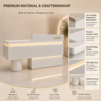 Comptoir de réception moderne en MDF blanc avec LED, logo personnalisé, pour salon, bureau, hôtel, institut de beauté, spa