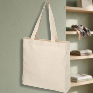 Bolsa de Tela de Algodón Mediana Pheebs de 13L, Base Ancha, 210 G/m, Tejido Reciclado, Lavable, con Patrón de Letras, Modelo de Bolsa Reciclable Ventajosa - Product Image 2