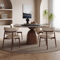 Runder Tisch Cream Style Haushalt mit Plattenspieler Italienischer minimalisti scher Designer Massivholz Light Rock Plate Esstisch