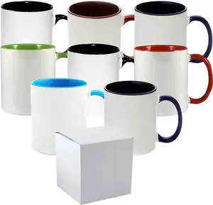 Billige Kunden Farbe Glasur Innen Sublimation Keramik Kaffee Becher
