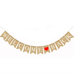 Bienvenido a casa Bienvenido bebé Bienvenido de vuelta cola de pez Lino Banner Pull Flag Baby Show Party Decoraciones - Product Image 4