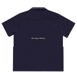 夏秋定制标志刺绣100% 棉斜纹休闲实心半袖男式衬衫 - Product Image 3