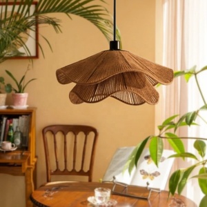 Lampe suspendue en corde tissée de chanvre naturel de Style rustique fait à la main écologique fabriqué à la main en rotin en osier pour Restaurant - Product Image 1
