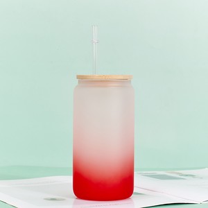 Gobelet en verre amincissant avec paille, 12oz 16oz, couvercle en bambou, écologique, pour fêtes, utilisation estivale - Product Image 1