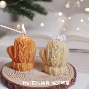 Mitaines tricotées de Noël, bougies parfumées à la paraffine, cadeau de fête, ornement décoratif, artisanat DIY - Product Image 1
