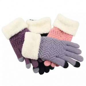 Gants magiques d'hiver pour écran tactile, pour femmes et hommes, mitaines chaudes en laine tricotée extensible, non doublées, en acrylique jacquard, pour écran tactile - Product Image 2
