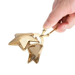 Acciaio inossidabile 18/8 nuovo Design Shell <span class=keywords><strong>Heart</strong></span> Gold Plated Metal Loose Leaf Mesh <span class=keywords><strong>Tea</strong></span> Ball colino per infusore per tè con manico - Product Image 5