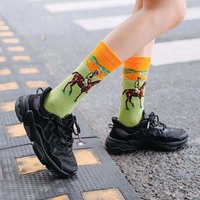 Vente en gros de chaussettes d'art en coton pour hommes, style Harajuku, célèbre peinture, chaussettes de mode vintage 3d de créateur