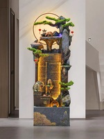 Fontaine d'eau de haute qualité en résine et fibre de verre pour décoration extérieure, avec bassin à poissons en roche artificielle et circulation automatique intégrée