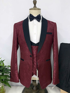 44-58 européen US à la mode hommes trois pièces chic motif foncé costumes transfrontaliers banquets mariages garçons d'honneur fermeture éclair mouche pantalon - Product Image 4