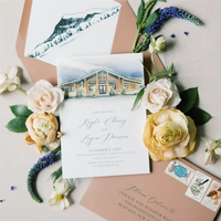 Cartes d'invitation de mariage personnalisées en papier fantaisie, enveloppes, estampage à chaud doré, impression numérique, échantillon de preuve d'art graphique rapide, livraison