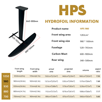 Aile de planche à foil dynamique en carbone GY HPS 980 pour sports nautiques - Unisexe, portable et durable, pour des virages fluides et des performances de surf rapides