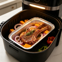 Conteneur rectangulaire en aluminium de 650 ml avec couvercle, jetable, de qualité alimentaire, pour la restauration, les plats à emporter, le barbecue et la cuisson - Vente en gros